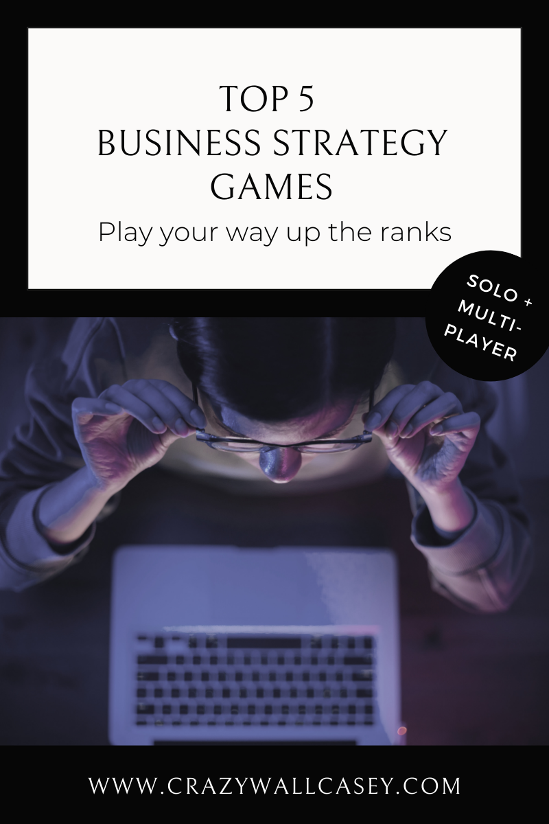 Top 5 business strategy games feature image of a male playing computer video games.